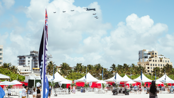 EXCLUSIVE: Air Force debuts historic 8-ship bomber-fighter formation over Miami Beach