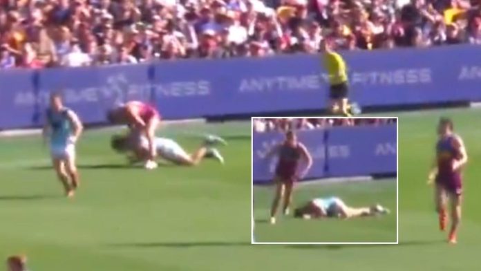 Lions premiership star Ty Gallop in hot water after ‘stupid action’ flattens Port forward Mitch Georgiades